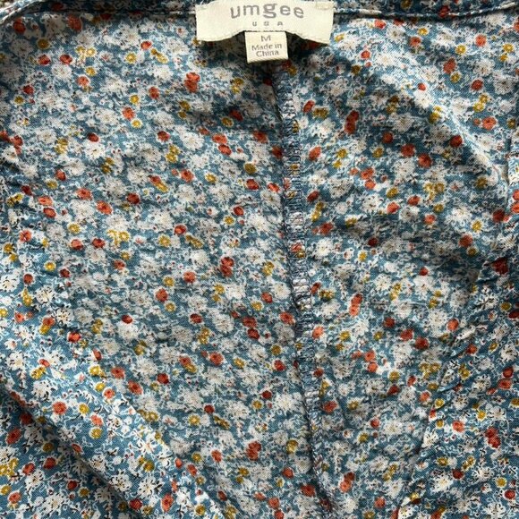 Umgee Blue & White Floral Midi Dress Flowy Cottagecore Dress - Picture 3 of 7